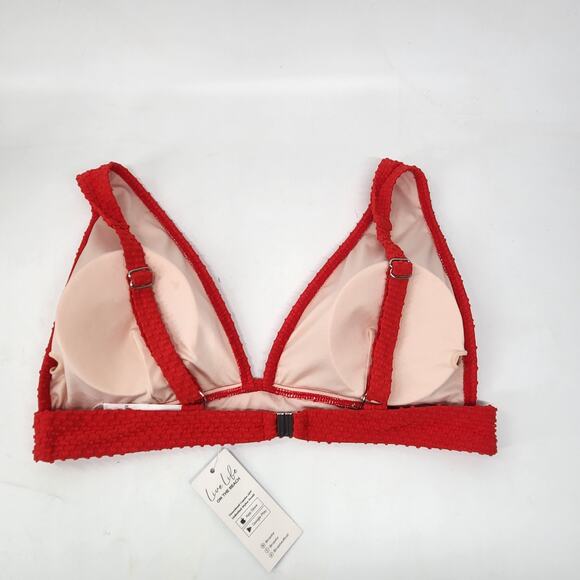 Cupshe Red Plunging Bikini Triangle Top Size Medium Padded Swimwear Sexy Luxe - Picture 5 of 9